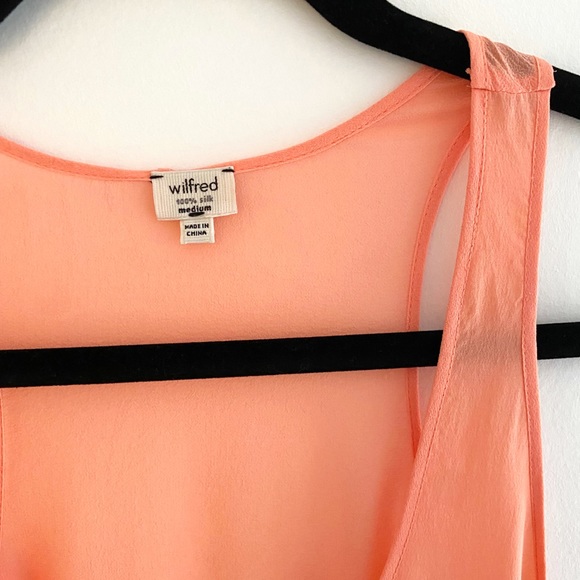 Wilfred 100% silk racer back tank peach colour - Picture 2 of 3